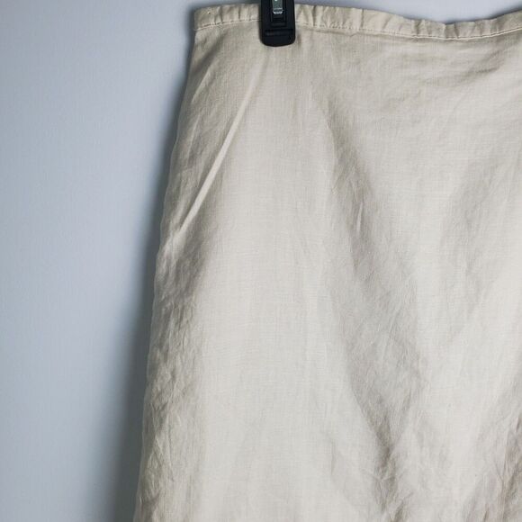 Vintage NWT Old Navy 100% Linen Cream Midi Skirt Size 10 - Picture 3 of 7
